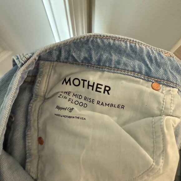 Mother The Mid Rise Rambler Zip Flood Jeans Ripped Light Wash Size 27 - Picture 5 of 7